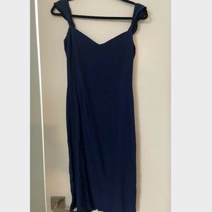Reformation Navy Chiffon Dress